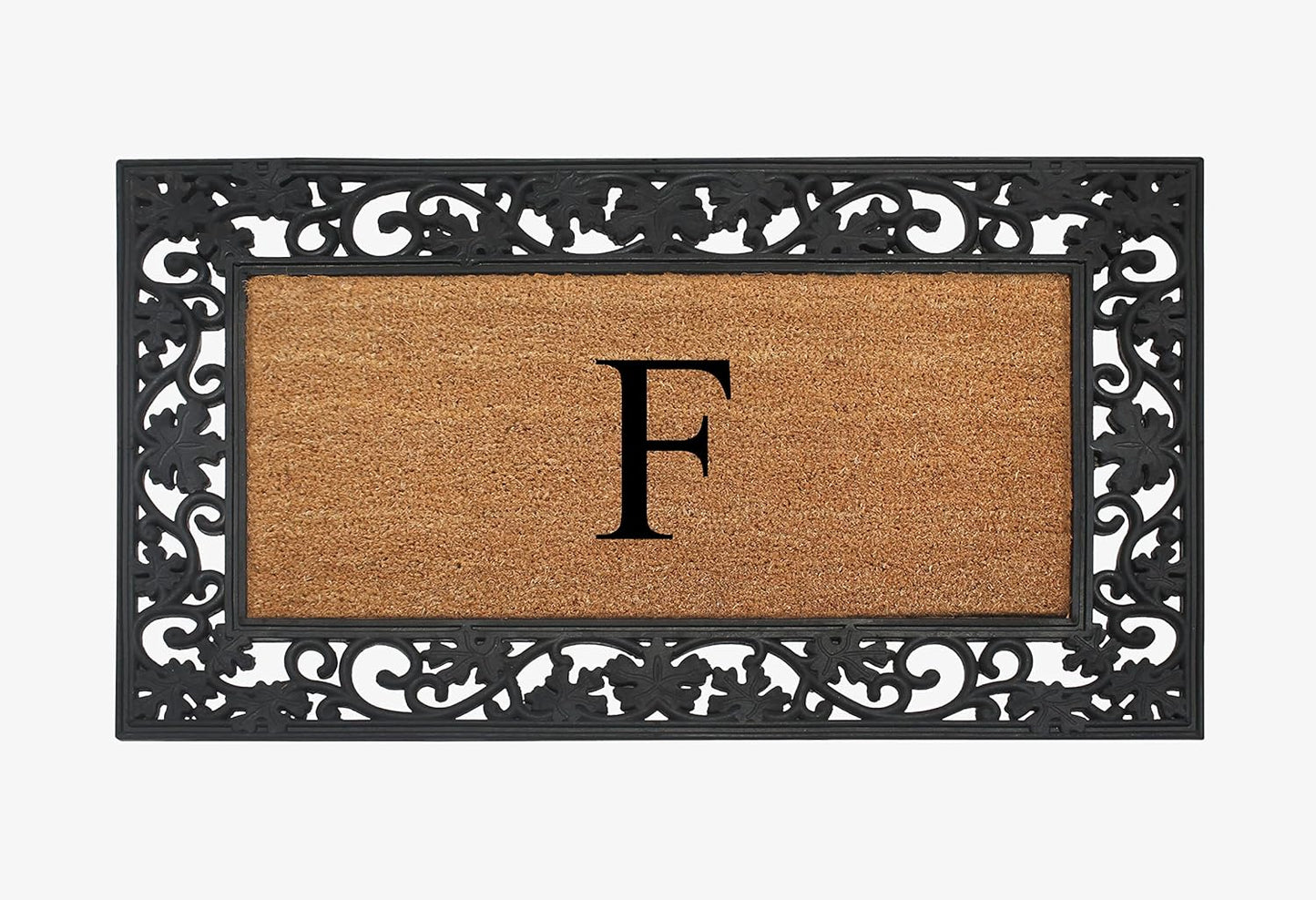 A1HC Natural Coir Monogrammed 23"X38", Anti‑Shed Treated Durable Doormat for Outdoor Entrance