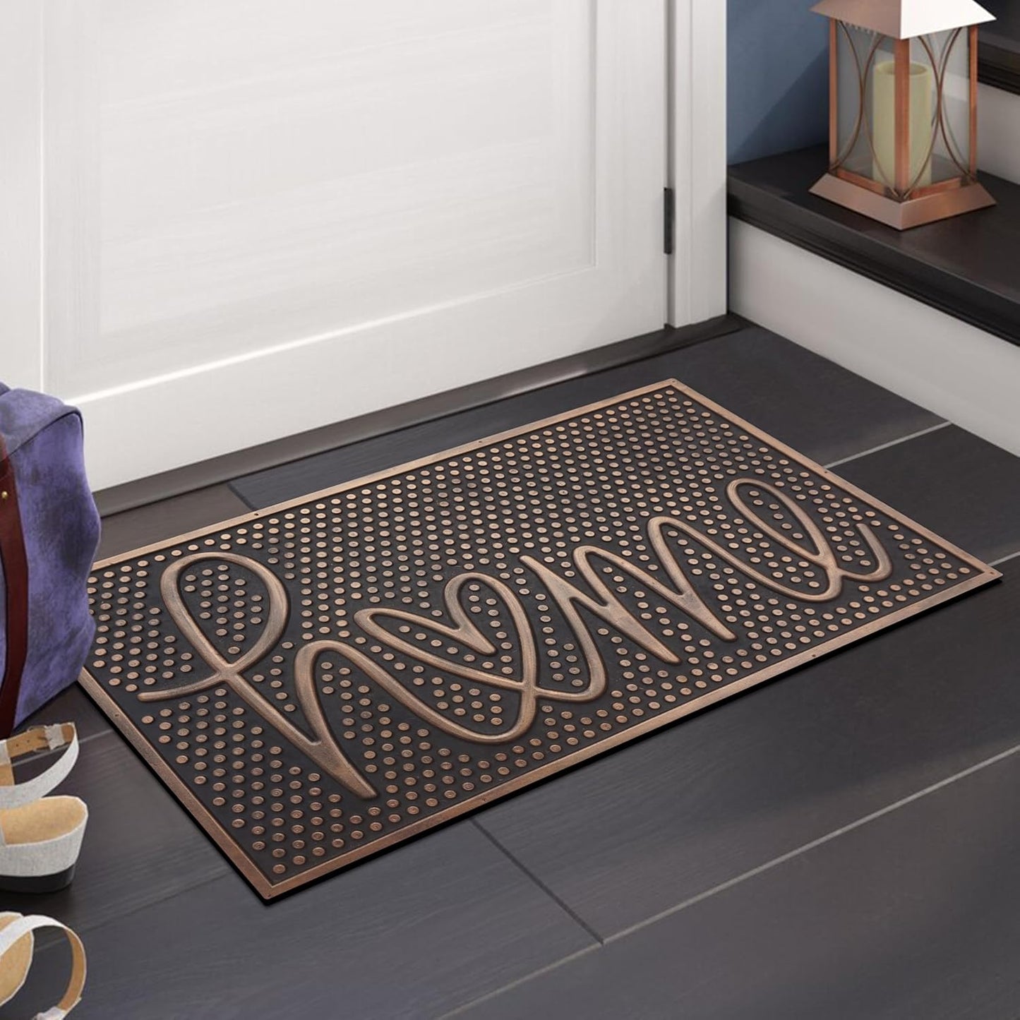 A1HC All Weather Rubber Door Mat, 18”X30”, Dirt Grabber Durable Welcome Doormat, Low Profile Entryway Mats for Home