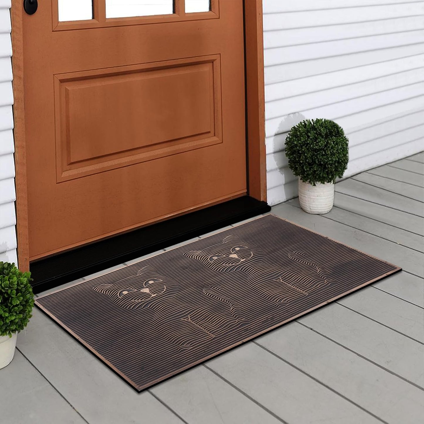 A1HC All Weather Rubber Door Mat, 18”X30”, Dirt Grabber Durable Welcome Doormat, Low Profile Entryway Mats for Home