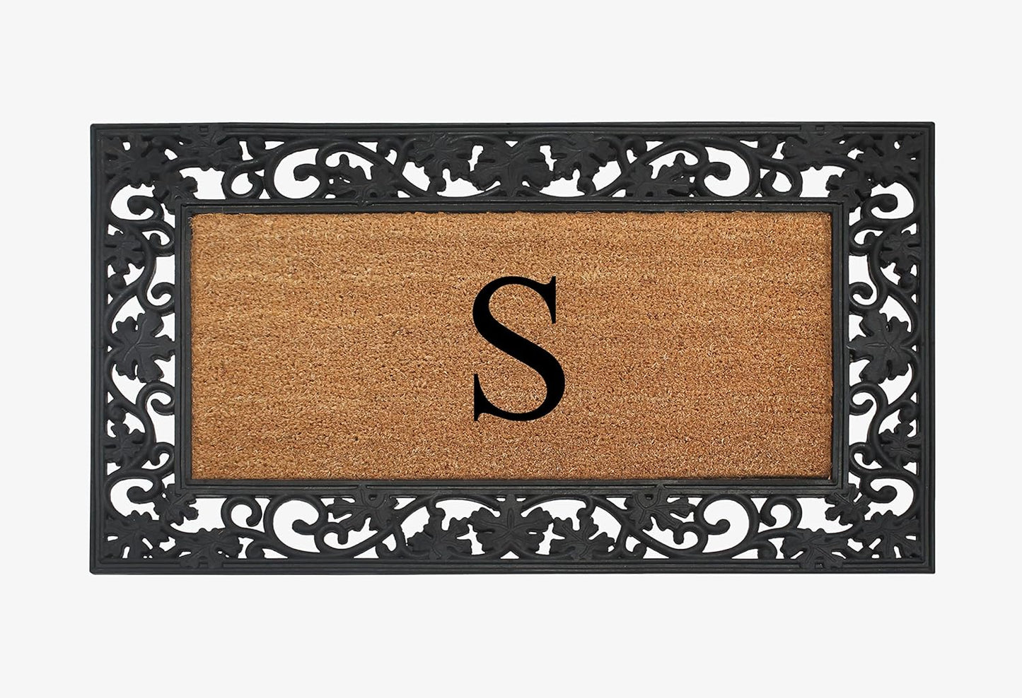 A1HC Natural Coir Monogrammed 23"X38", Anti‑Shed Treated Durable Doormat for Outdoor Entrance