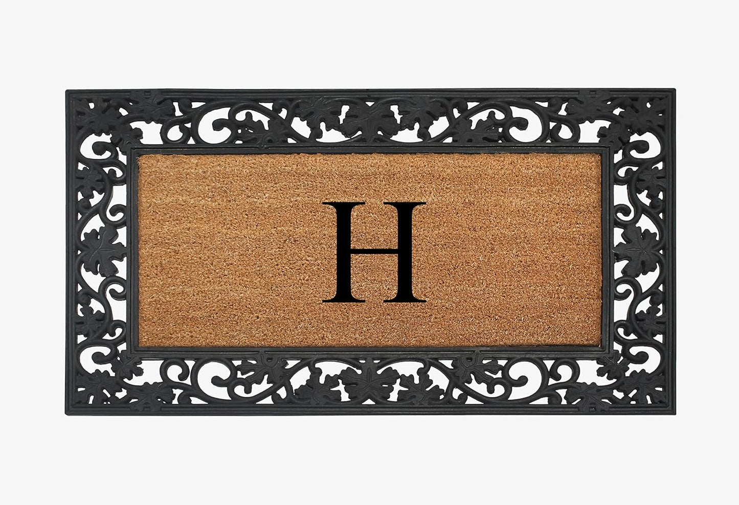 A1HC Natural Coir Monogrammed 23"X38", Anti‑Shed Treated Durable Doormat for Outdoor Entrance