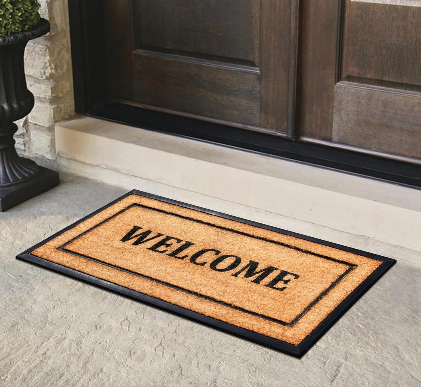A1HC Coir and Rubber Door Mat 24"x48", Durable Non-Slip Large Welcome Mat for Entryway, Patio