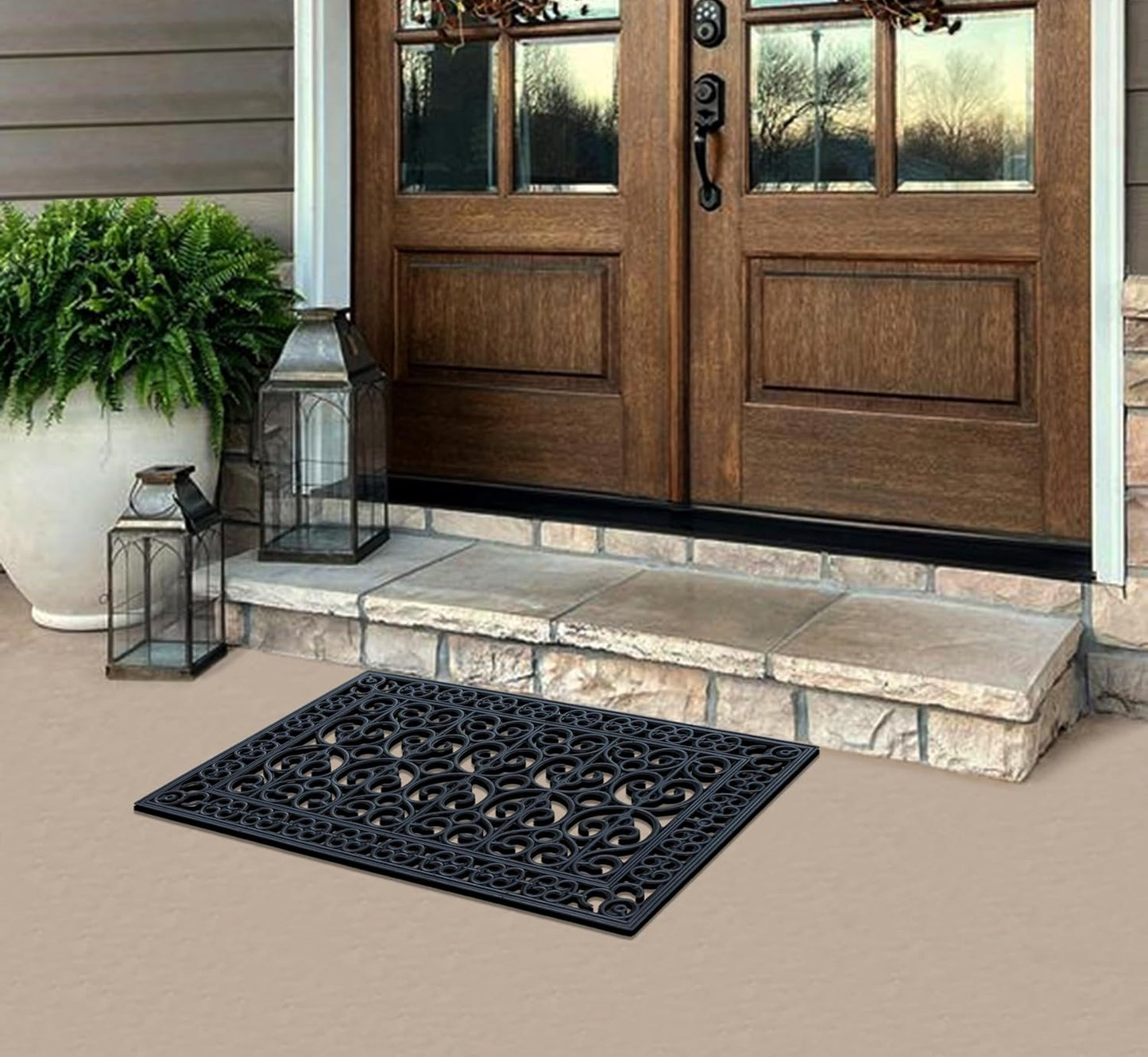 A1HC Large Outdoor Rubber Floor Mat, 24"X36”, All Weather Heavy Duty Doormat for Indoor Outdoor Use