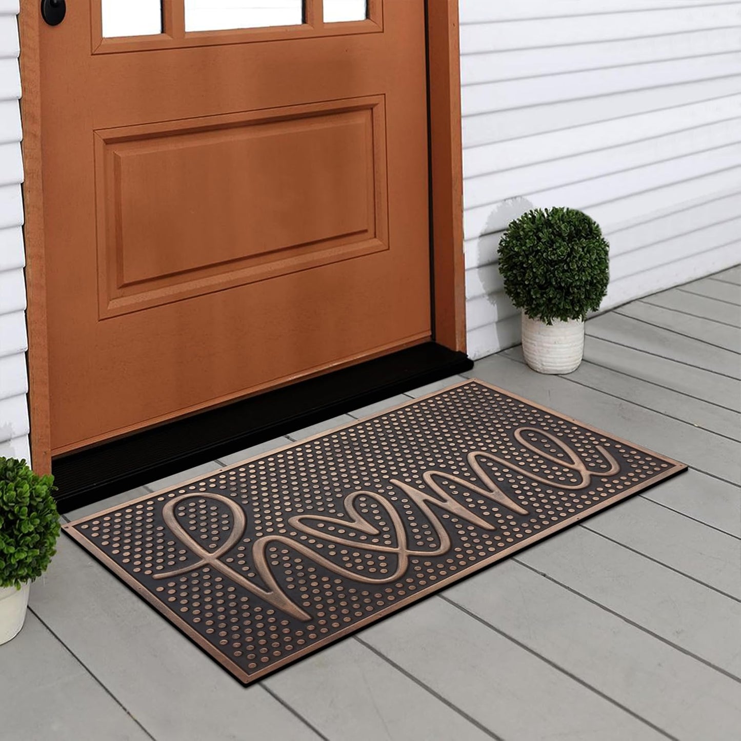 A1HC All Weather Rubber Door Mat, 18”X30”, Dirt Grabber Durable Welcome Doormat, Low Profile Entryway Mats for Home