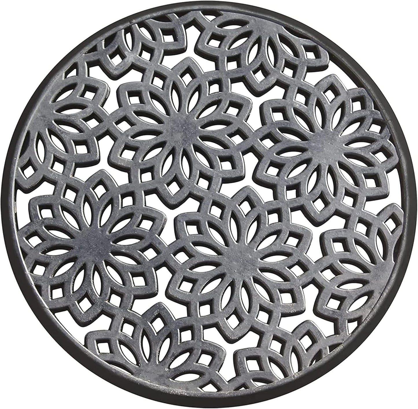 A1HC Rubber Multi Functional Garden Stepping Stone Paisley Round Black Mat , 14"X14" Set of 3