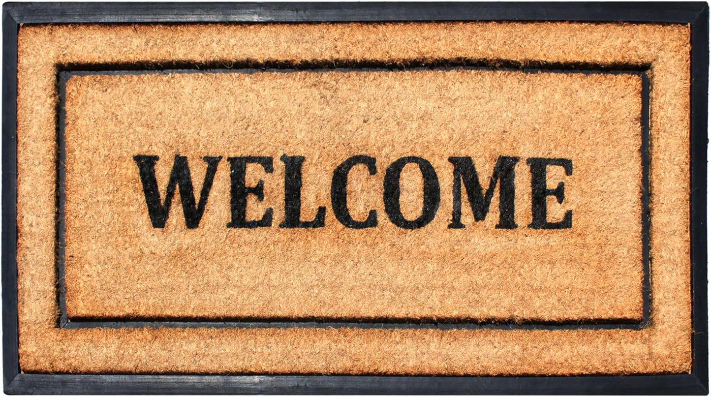 A1HC Coir and Rubber Door Mat 24"x48", Durable Non-Slip Large Welcome Mat for Entryway, Patio