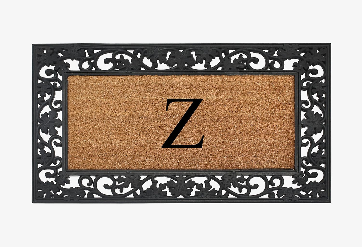 A1HC Natural Coir Monogrammed 23"X38", Anti‑Shed Treated Durable Doormat for Outdoor Entrance
