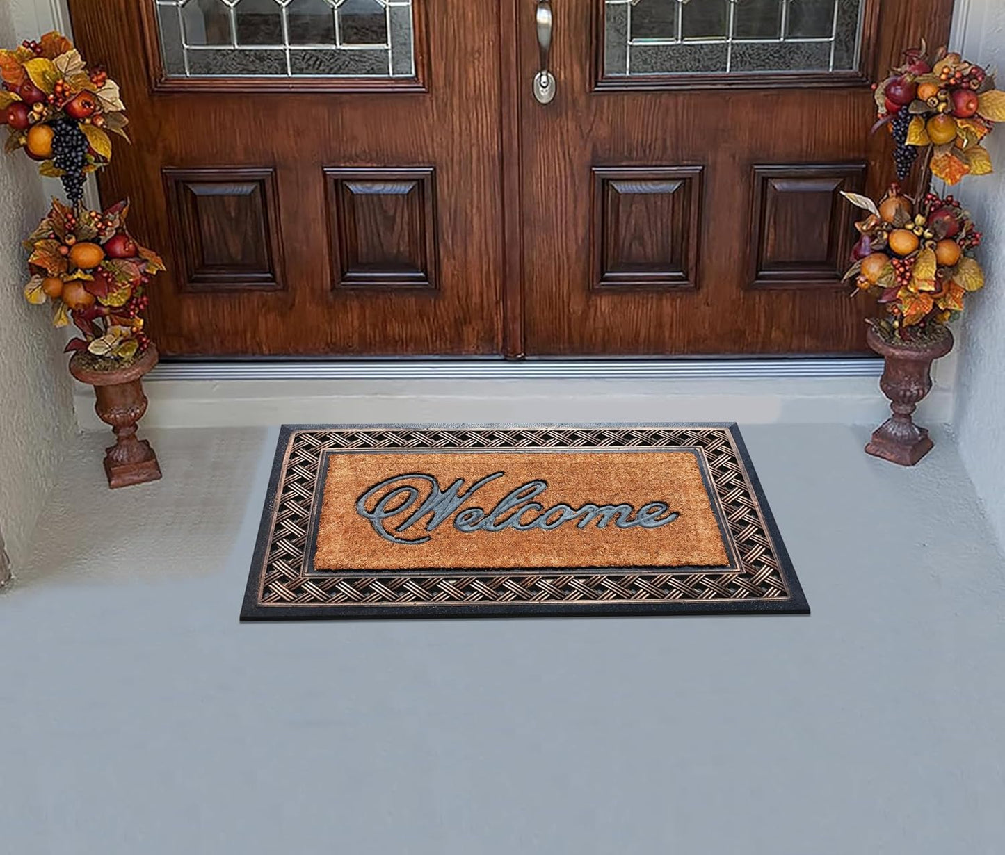 A1HC Rubber and Coir Door Mat 23"x38", Thick Durable Welcome Doormat for Indoor Outdoor Entrance