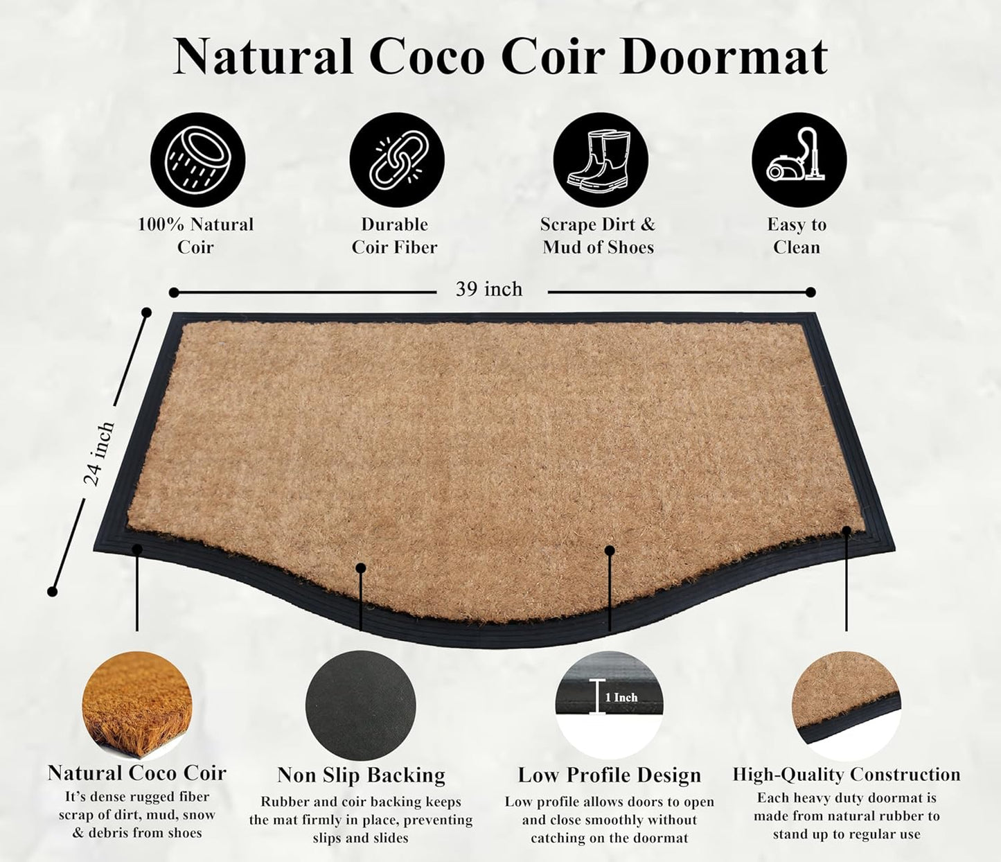 A1HC Heavy Duty Non-Slip Rubber Backed 24"x39", Thin Indoor Outdoor Welcome Door Mat