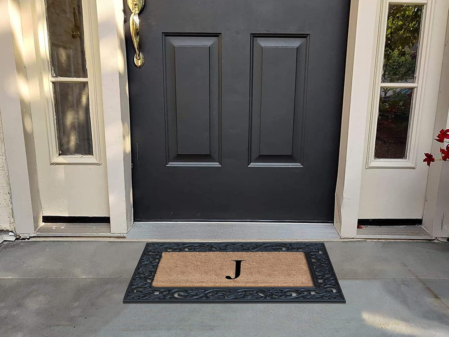 A1HC Natural Coir Monogrammed 23"X38", Anti‑Shed Treated Durable Doormat for Outdoor Entrance