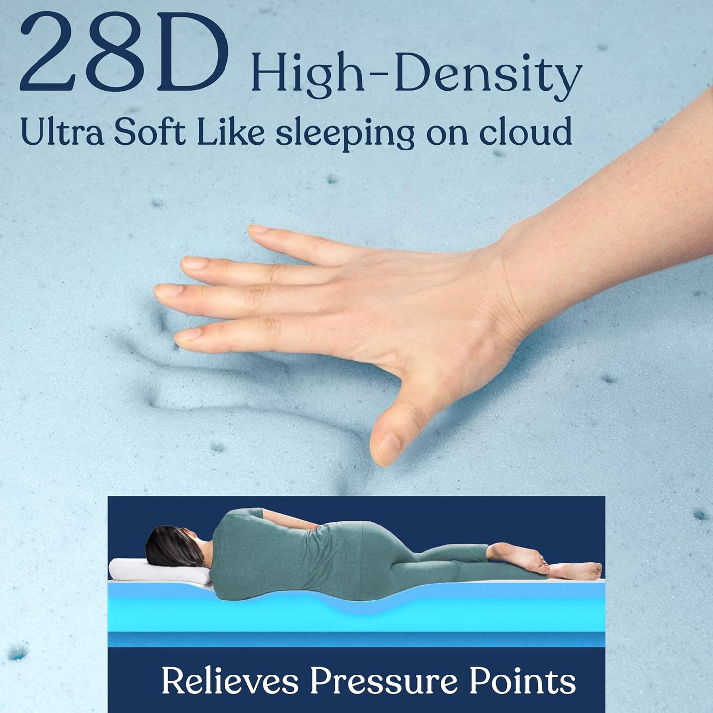 Delara 2 Inch Gel Infused Memory Foam Mattress Topper, Certipur-US Certified, Ventilated Design for Better Airflow