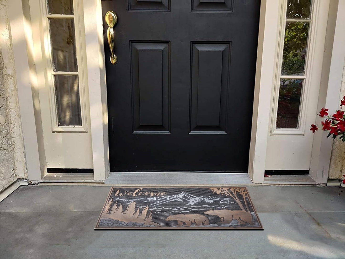 A1HC All Weather Rubber Door Mat, 18”X30”, Dirt Grabber Durable Welcome Doormat, Low Profile Entryway Mats for Home