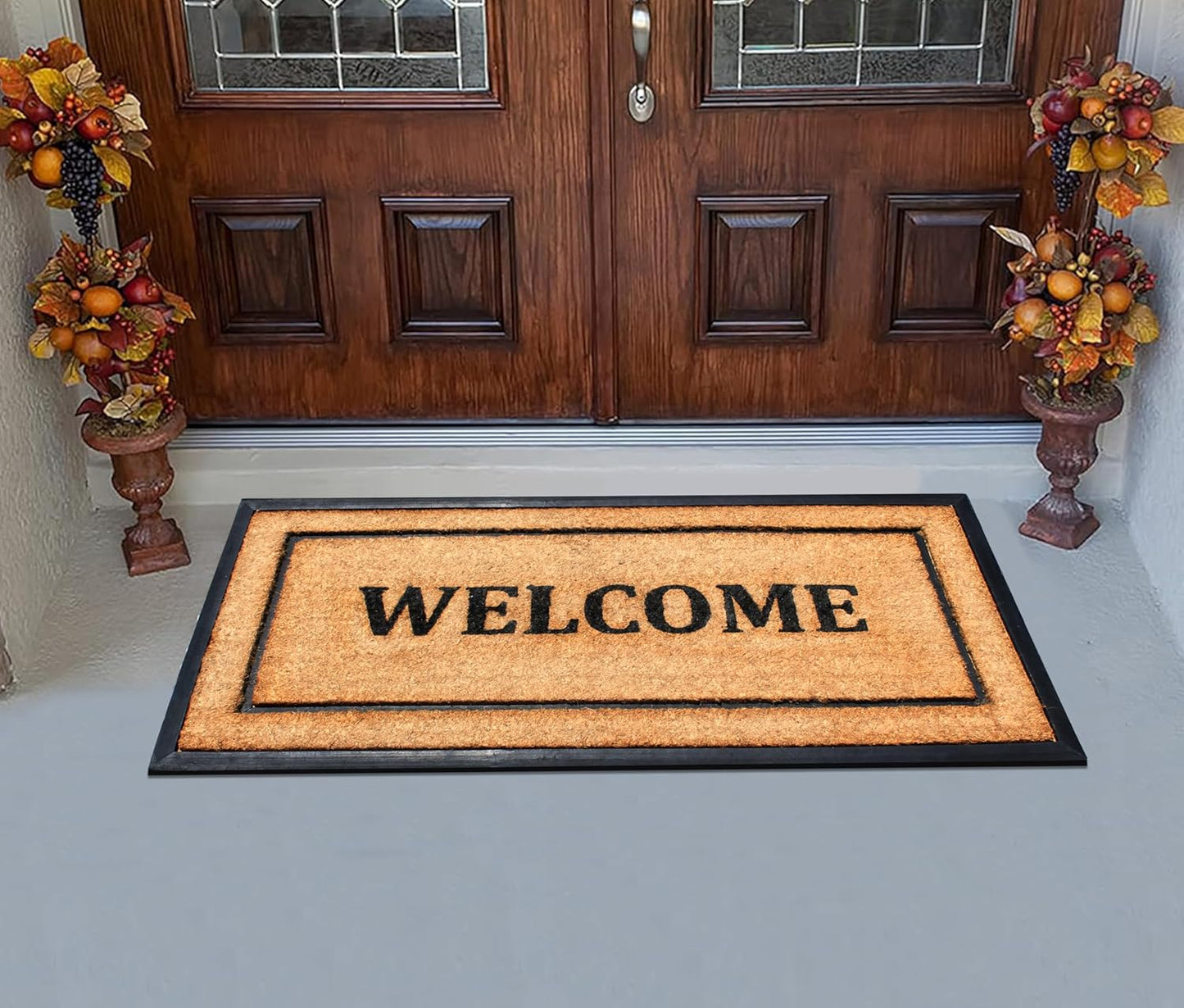A1HC Coir and Rubber Door Mat 24"x48", Durable Non-Slip Large Welcome Mat for Entryway, Patio