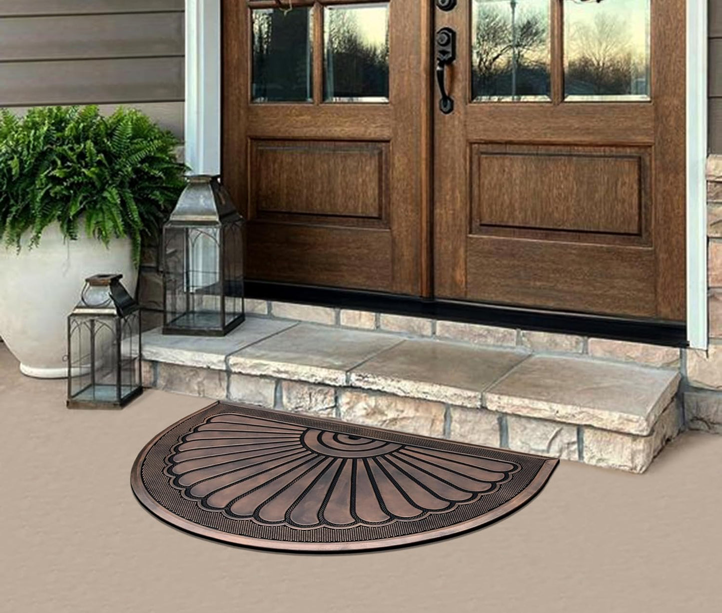 A1HC 100% Pure Rubber Front Door Mat 30”x48”, Non-Slip, Thin Profile Heavy Duty Doormat