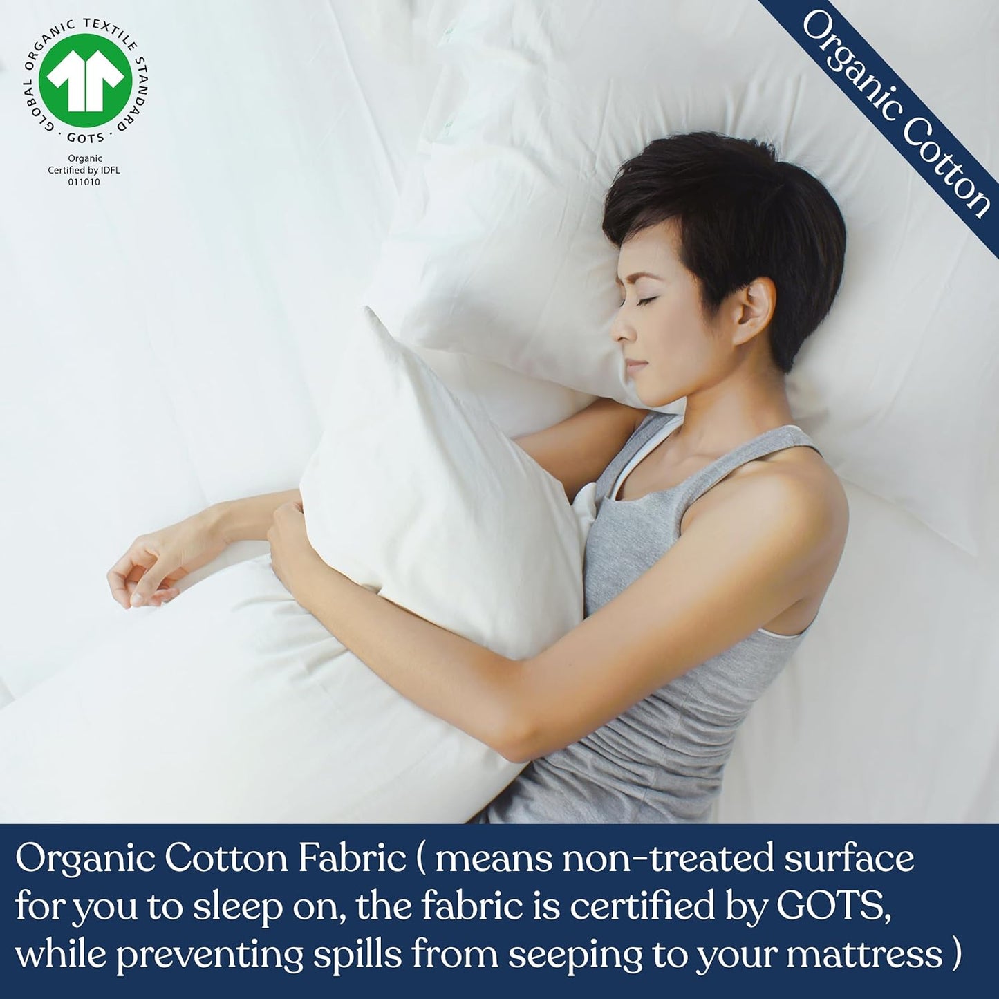 Delara Organic Cotton Pillow Protectors, GOTS Certified, Waterproof, Ultra-Soft, Zipper Closure