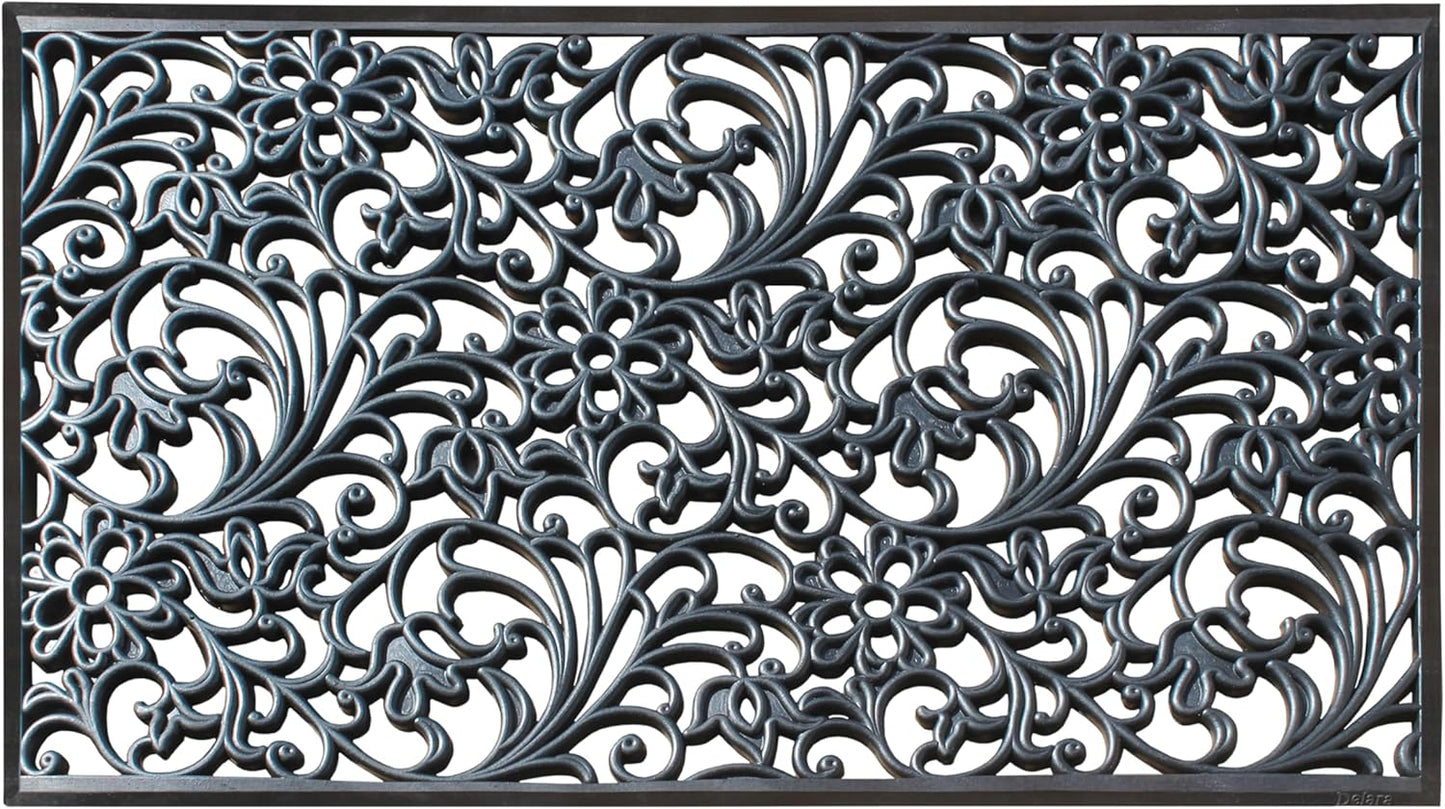 A1HC 100% Rubber Outdoor Doormat, Floral Paisley, 30"x48", All-Weather, Slip-Resistant, Mats for Entryways