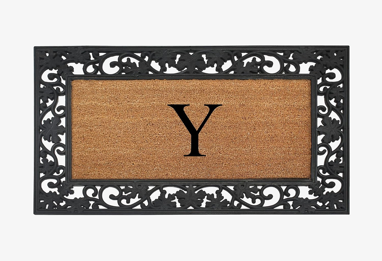 A1HC Natural Coir Monogrammed 23"X38", Anti‑Shed Treated Durable Doormat for Outdoor Entrance