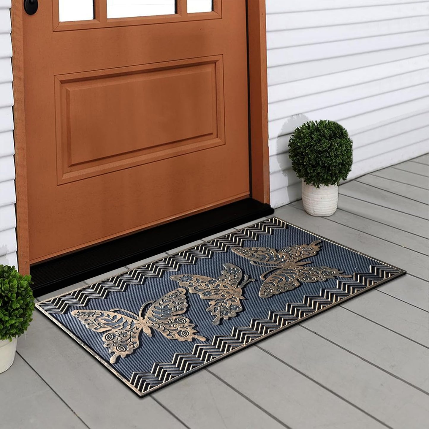 A1HC All Weather Rubber Door Mat, 18”X30”, Dirt Grabber Durable Welcome Doormat, Low Profile Entryway Mats for Home