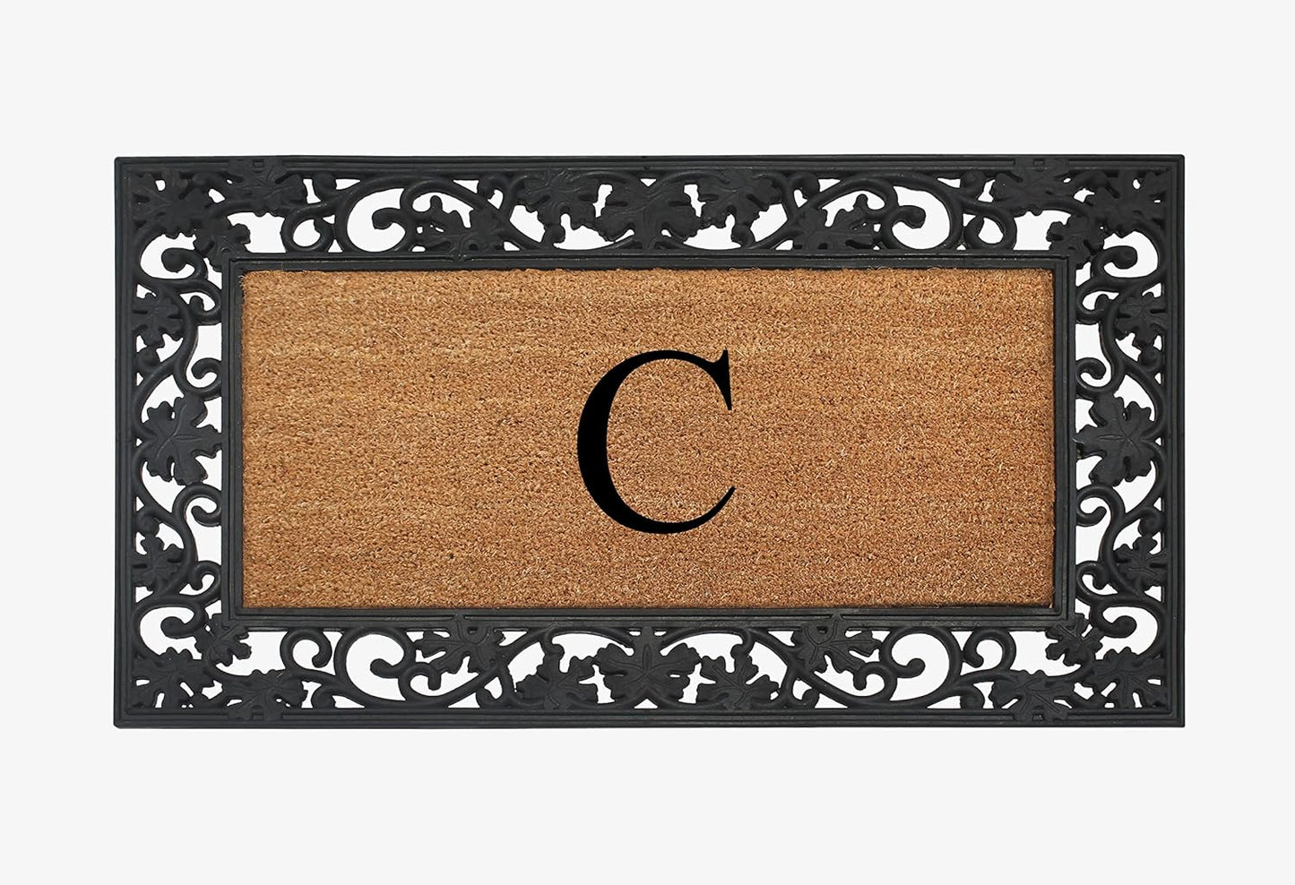 A1HC Natural Coir Monogrammed 23"X38", Anti‑Shed Treated Durable Doormat for Outdoor Entrance