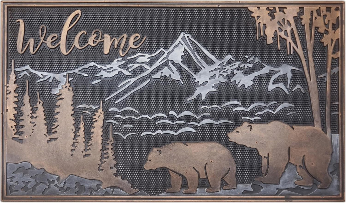 A1HC All Weather Rubber Door Mat, 18”X30”, Dirt Grabber Durable Welcome Doormat, Low Profile Entryway Mats for Home