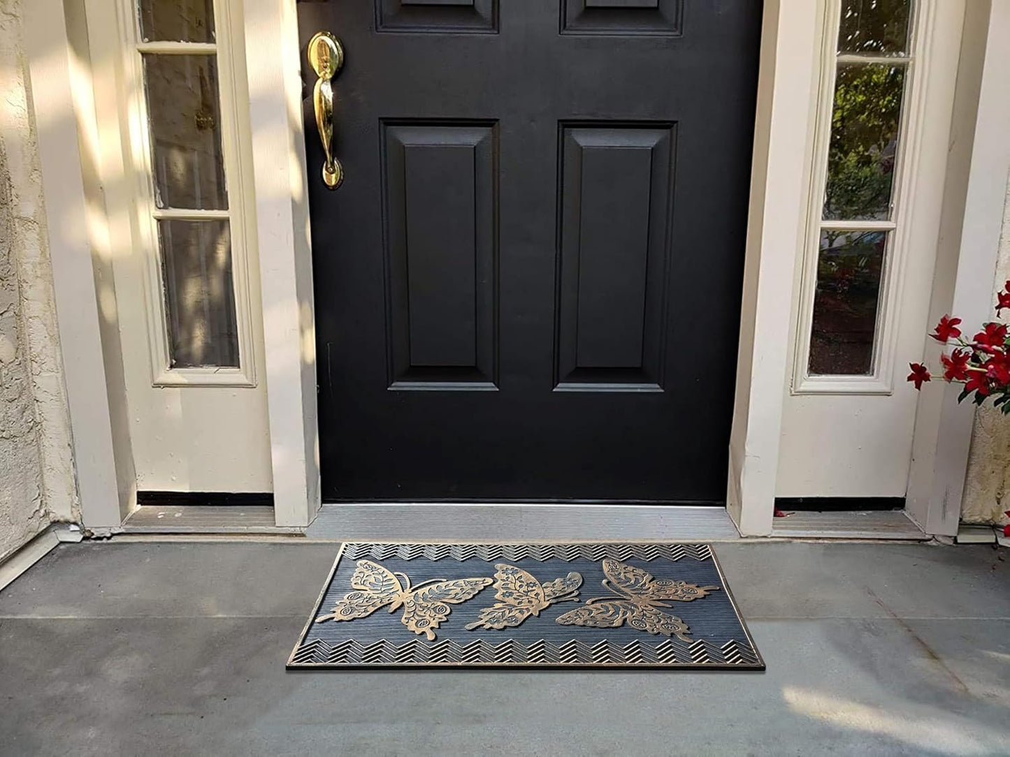 A1HC All Weather Rubber Door Mat, 18”X30”, Dirt Grabber Durable Welcome Doormat, Low Profile Entryway Mats for Home