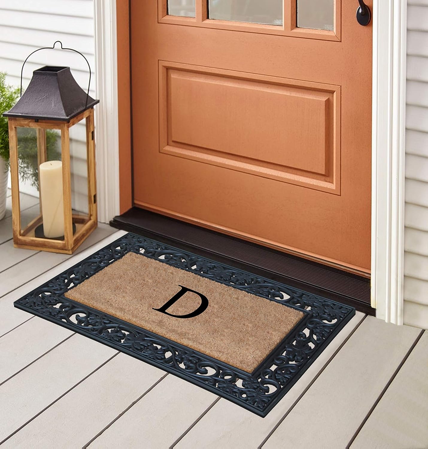 A1HC Natural Coir Monogrammed 23"X38", Anti‑Shed Treated Durable Doormat for Outdoor Entrance