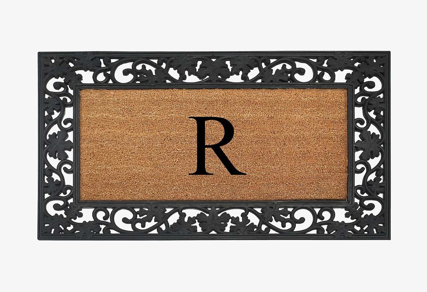 A1HC Natural Coir Monogrammed 23"X38", Anti‑Shed Treated Durable Doormat for Outdoor Entrance
