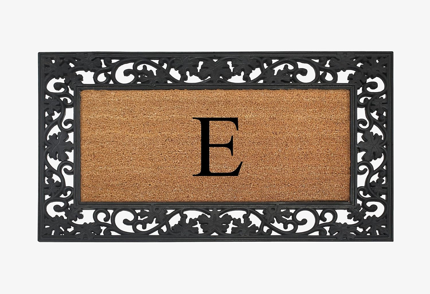 A1HC Natural Coir Monogrammed 23"X38", Anti‑Shed Treated Durable Doormat for Outdoor Entrance