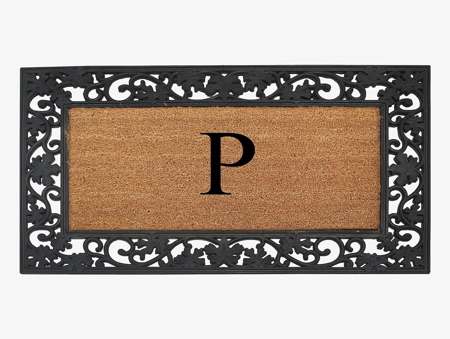 A1HC Natural Coir Monogrammed 23"X38", Anti‑Shed Treated Durable Doormat for Outdoor Entrance