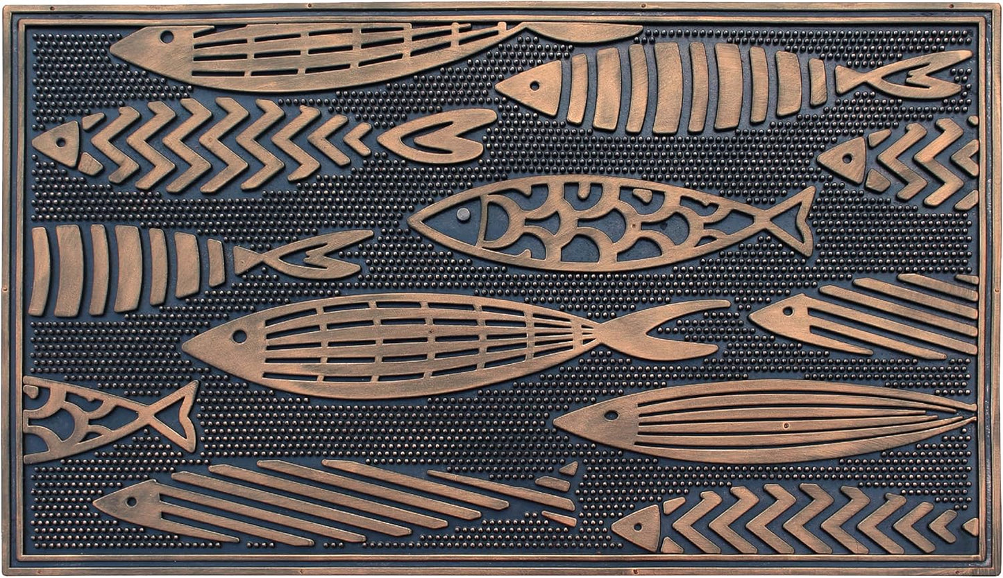 A1HC Nautical Fish Bronze Welcome Door Mat 18"x30" Outdoor Rubber Entrance Mat with Non-Slip Backing