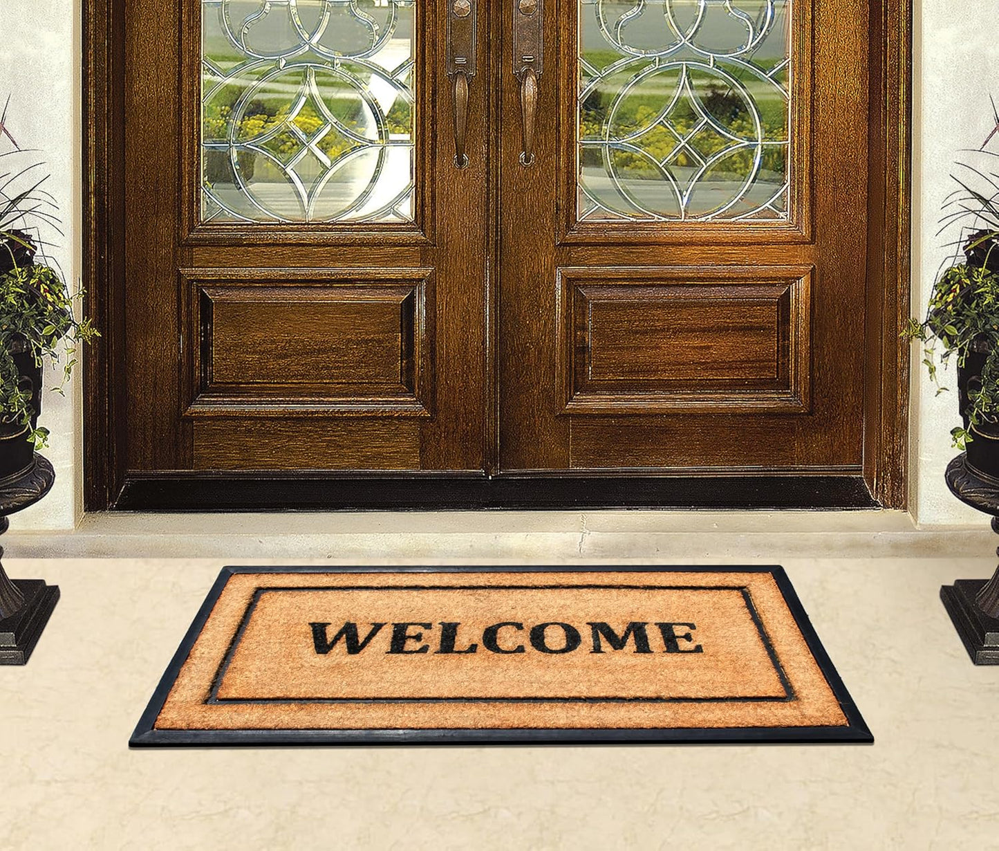 A1HC Coir and Rubber Door Mat 24"x48", Durable Non-Slip Large Welcome Mat for Entryway, Patio