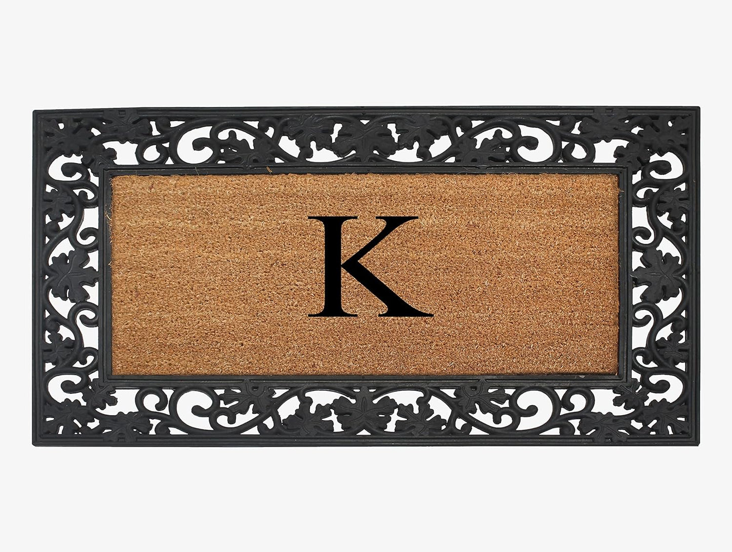 A1HC Natural Coir Monogrammed 23"X38", Anti‑Shed Treated Durable Doormat for Outdoor Entrance