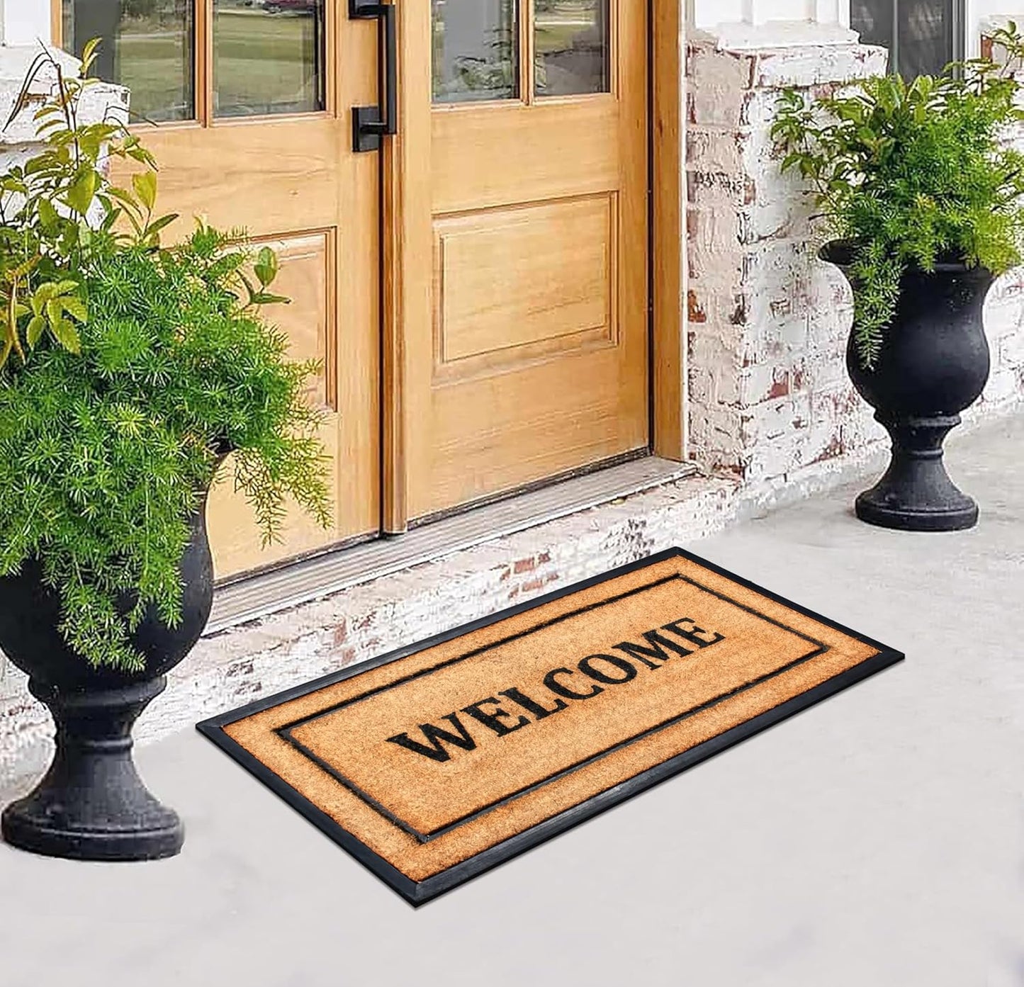 A1HC Coir and Rubber Door Mat 24"x48", Durable Non-Slip Large Welcome Mat for Entryway, Patio