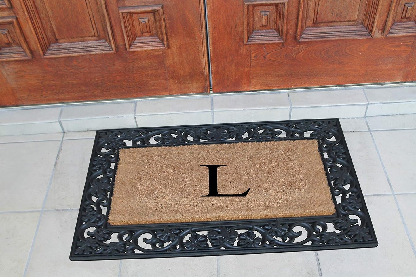 A1HC Natural Coir Monogrammed 23"X38", Anti‑Shed Treated Durable Doormat for Outdoor Entrance