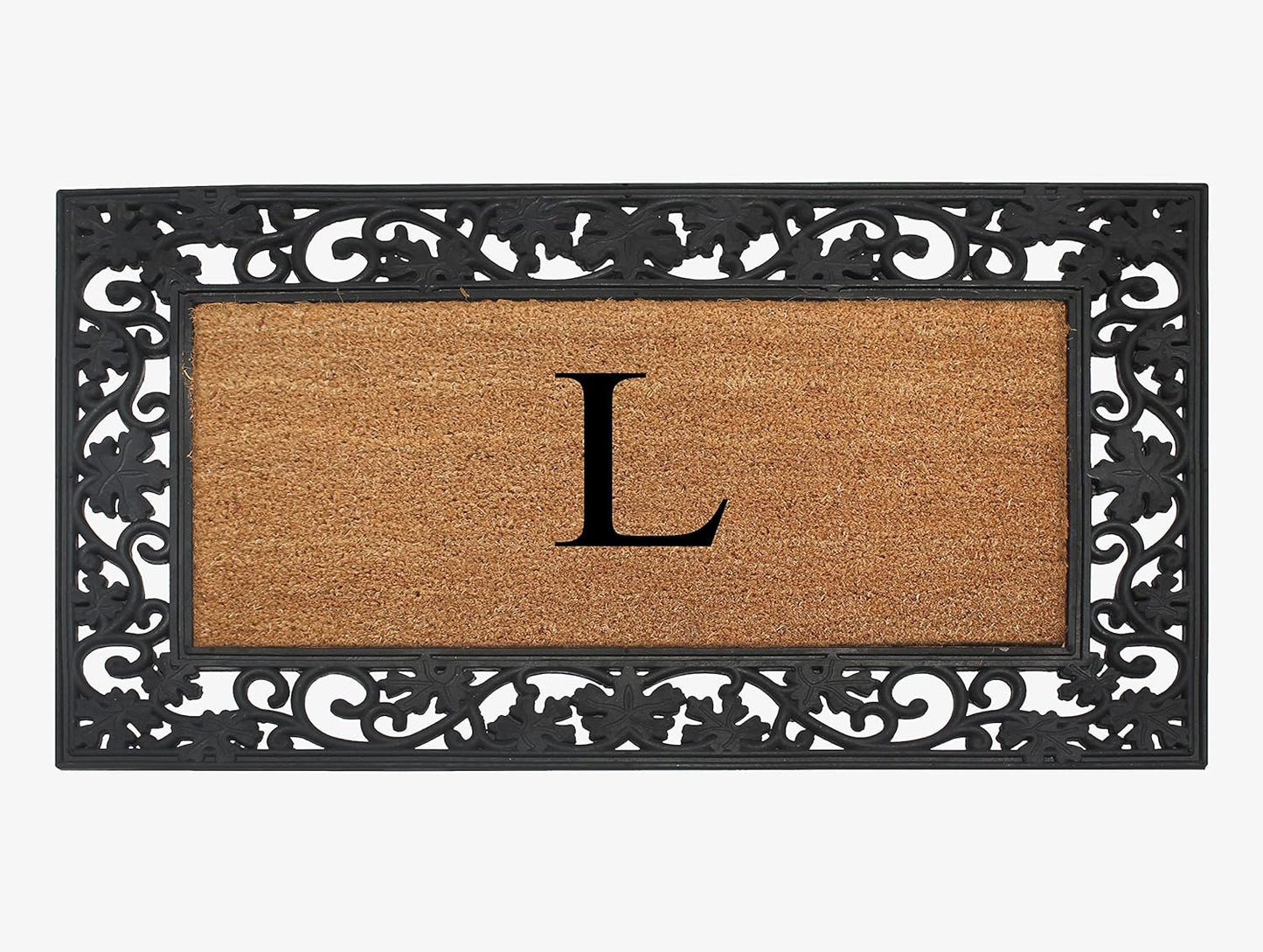 A1HC Natural Coir Monogrammed 23"X38", Anti‑Shed Treated Durable Doormat for Outdoor Entrance