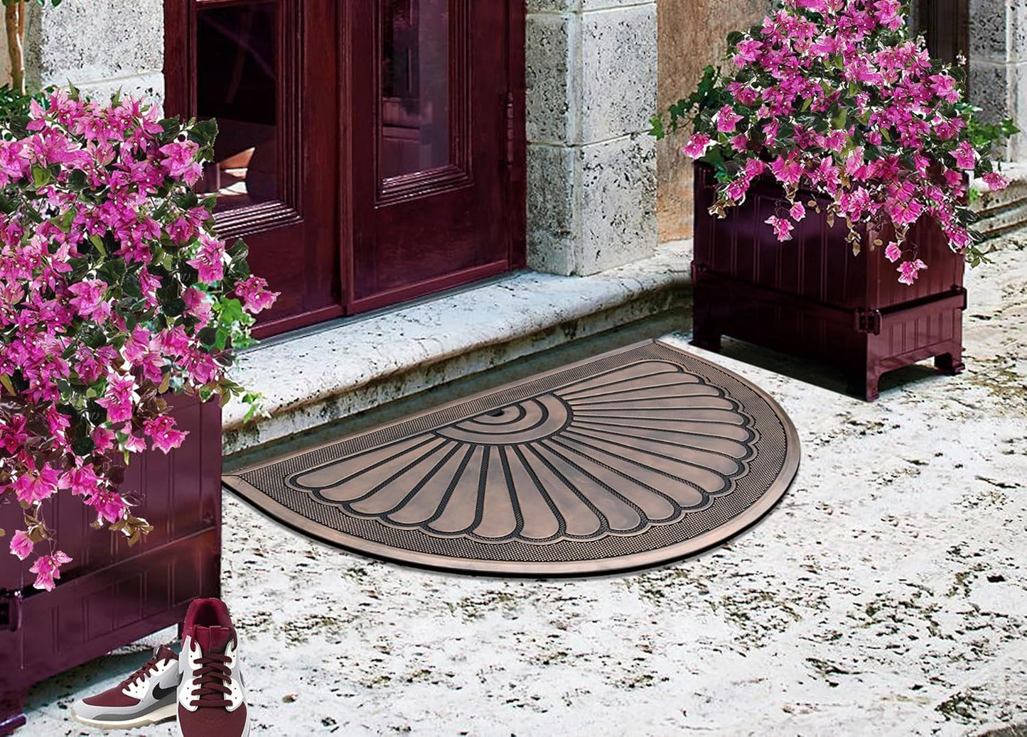 A1HC 100% Pure Rubber Front Door Mat 30”x48”, Non-Slip, Thin Profile Heavy Duty Doormat