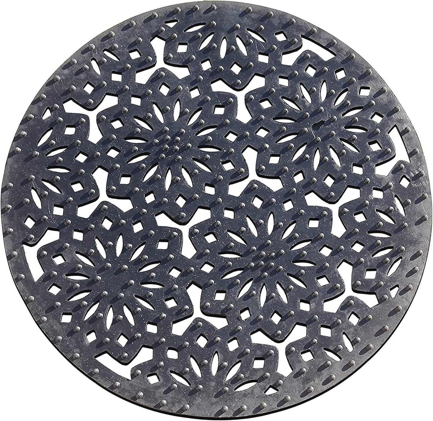 A1HC Rubber Multi Functional Garden Stepping Stone Paisley Round Black Mat , 14"X14" Set of 3