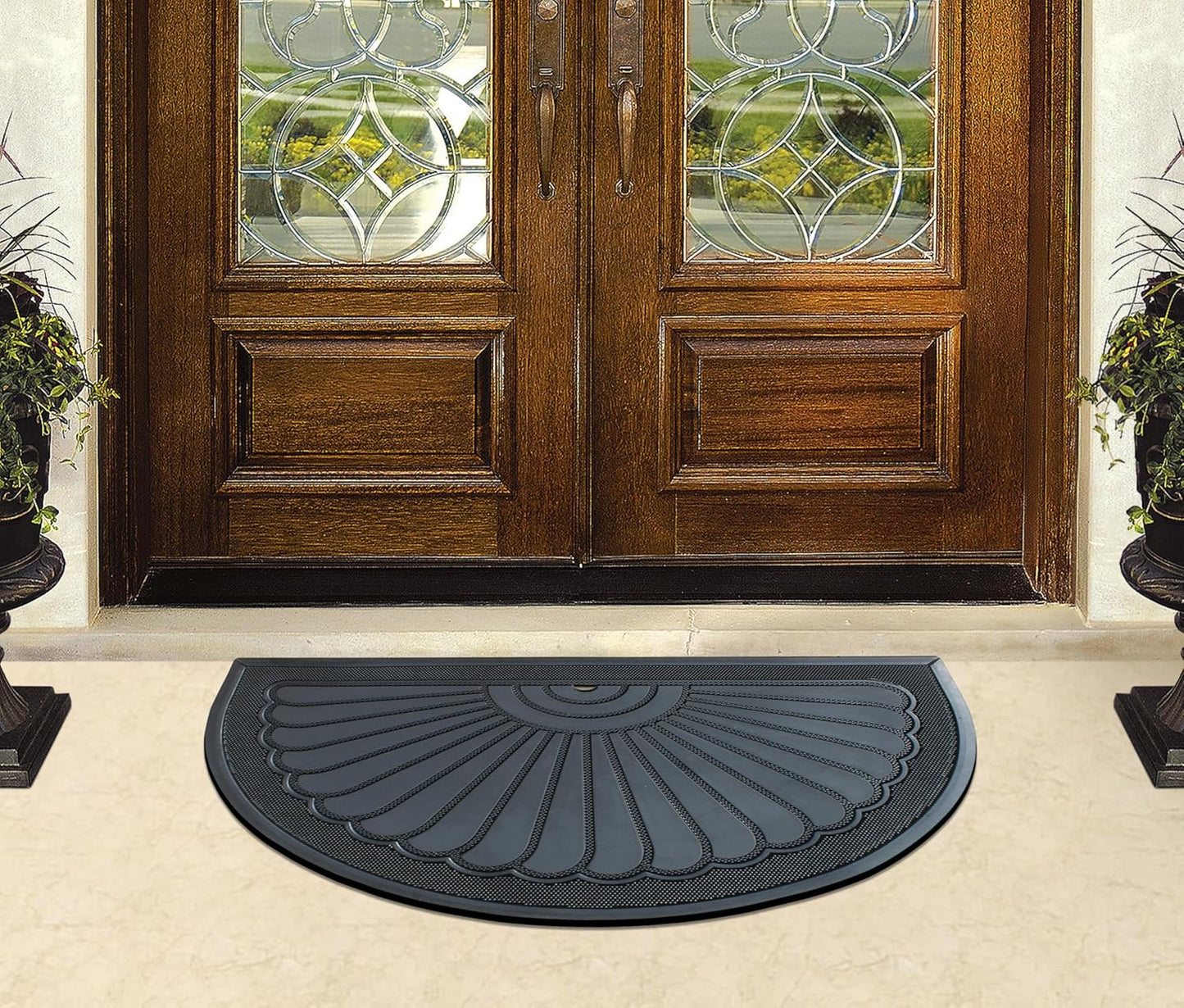 A1HC 100% Pure Rubber Front Door Mat 30”x48”, Non-Slip, Thin Profile Heavy Duty Doormat
