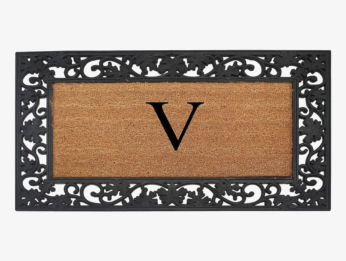 A1HC Natural Coir Monogrammed 23"X38", Anti‑Shed Treated Durable Doormat for Outdoor Entrance