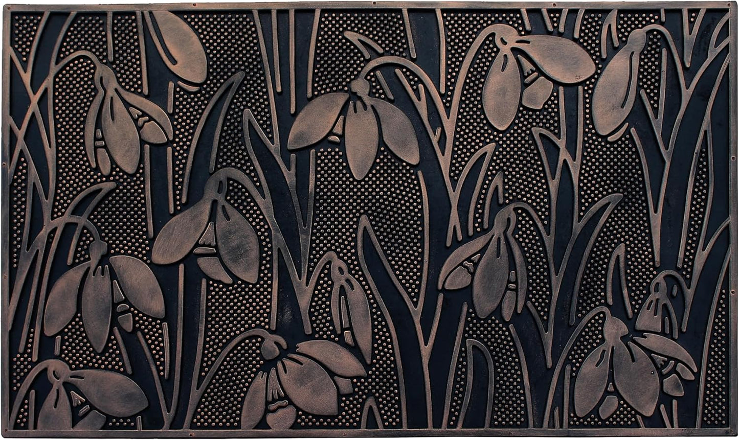 A1HC Wild Flowers Copper Welcome Door Mat 18"x30", Outdoor Rubber Entrance Mat with Non-Slip Backing