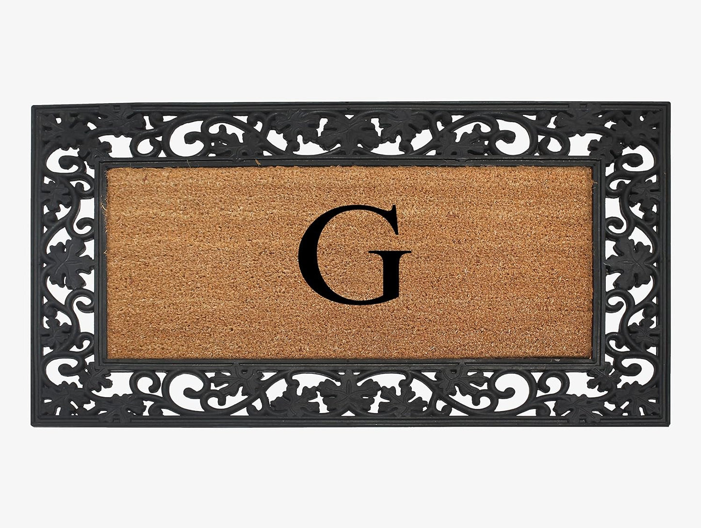 A1HC Natural Coir Monogrammed 23"X38", Anti‑Shed Treated Durable Doormat for Outdoor Entrance