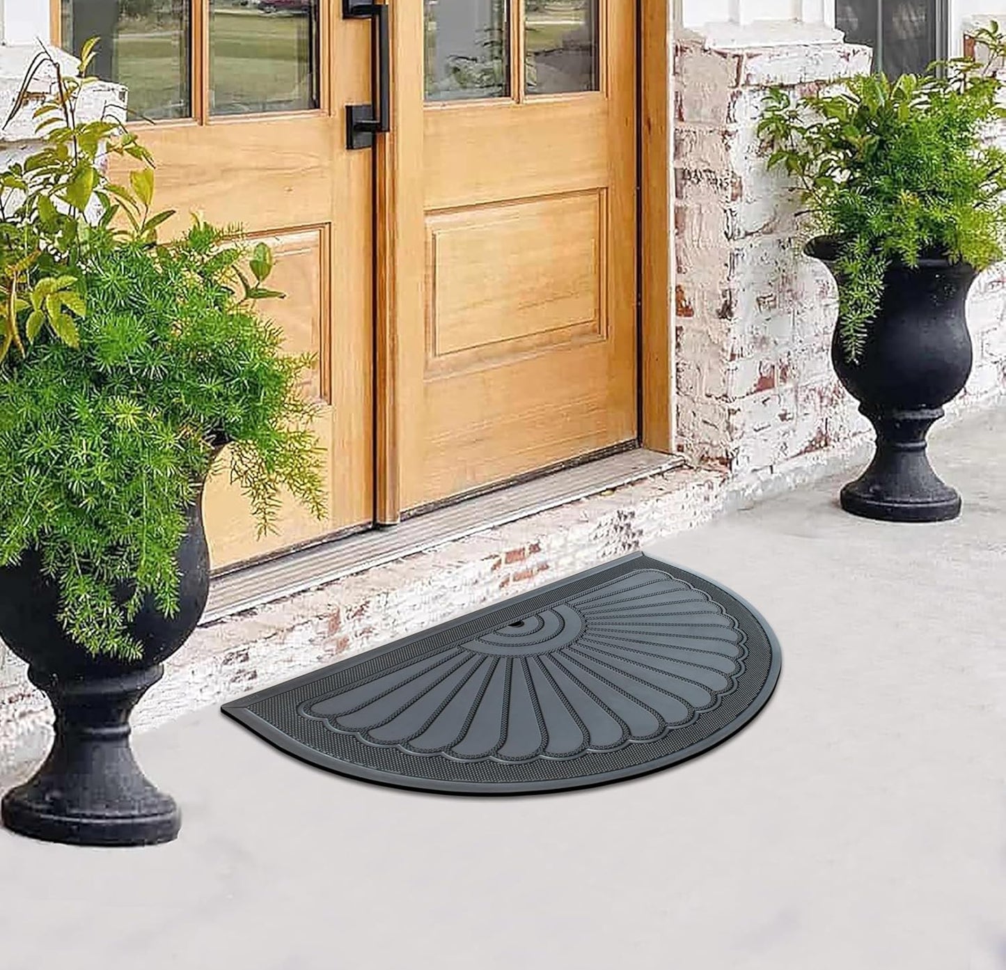 A1HC 100% Pure Rubber Front Door Mat 30”x48”, Non-Slip, Thin Profile Heavy Duty Doormat