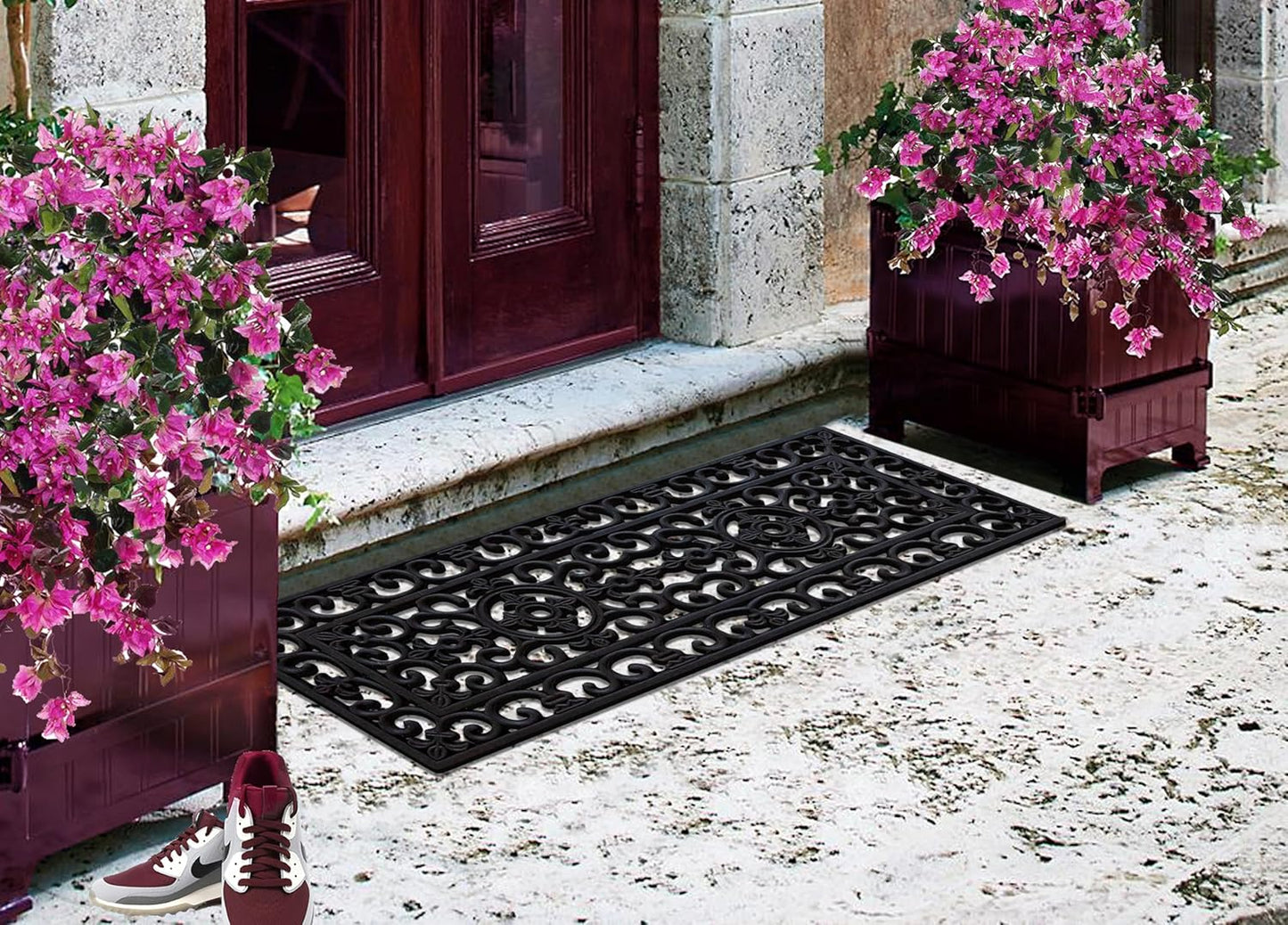 A1HC Indoor Outdoor Floor Mat 18x48, Natural Rubber Entryway Doormat, Dirt Shoe Scraper Floormat