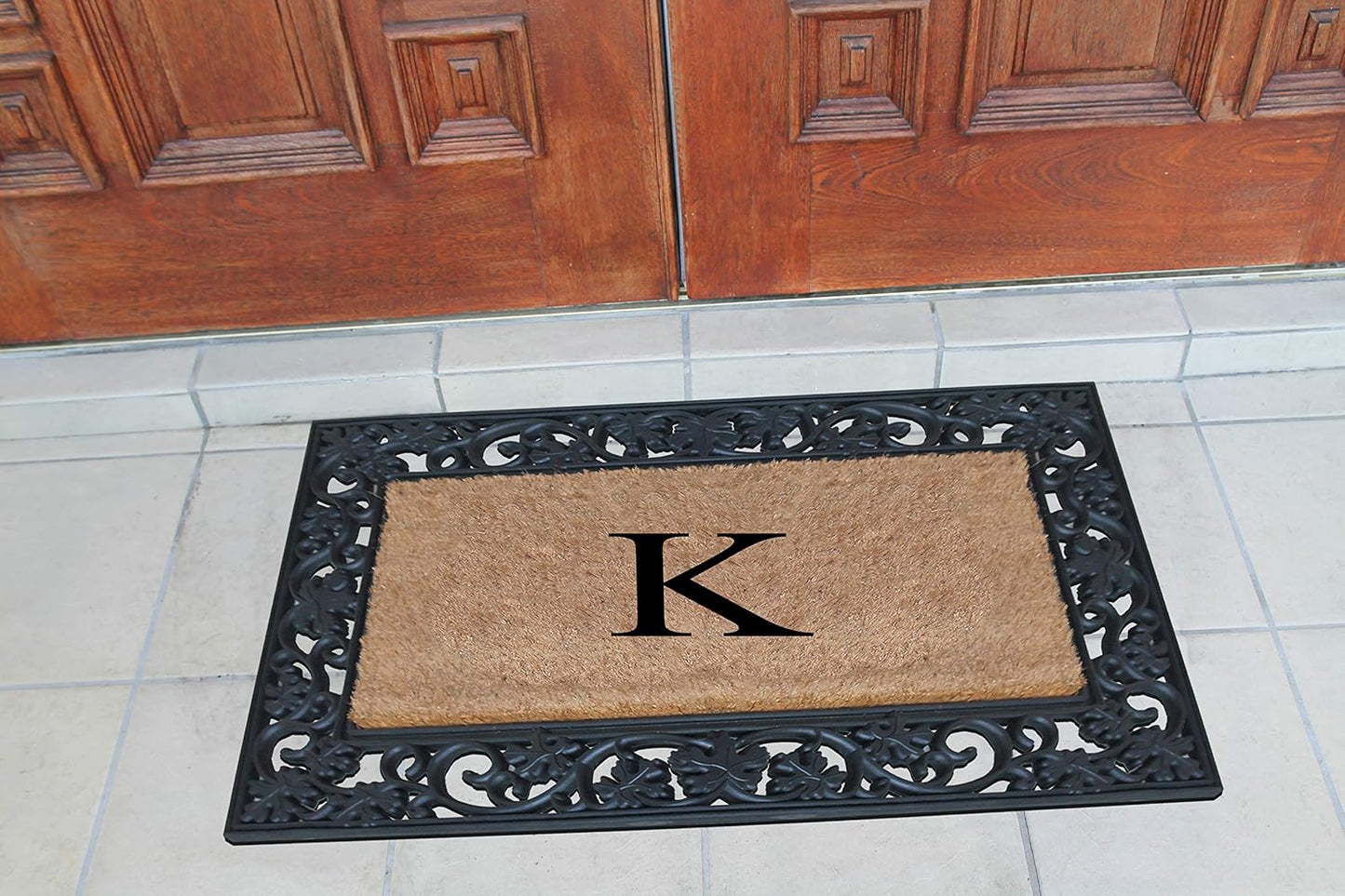 A1HC Natural Coir Monogrammed 23"X38", Anti‑Shed Treated Durable Doormat for Outdoor Entrance