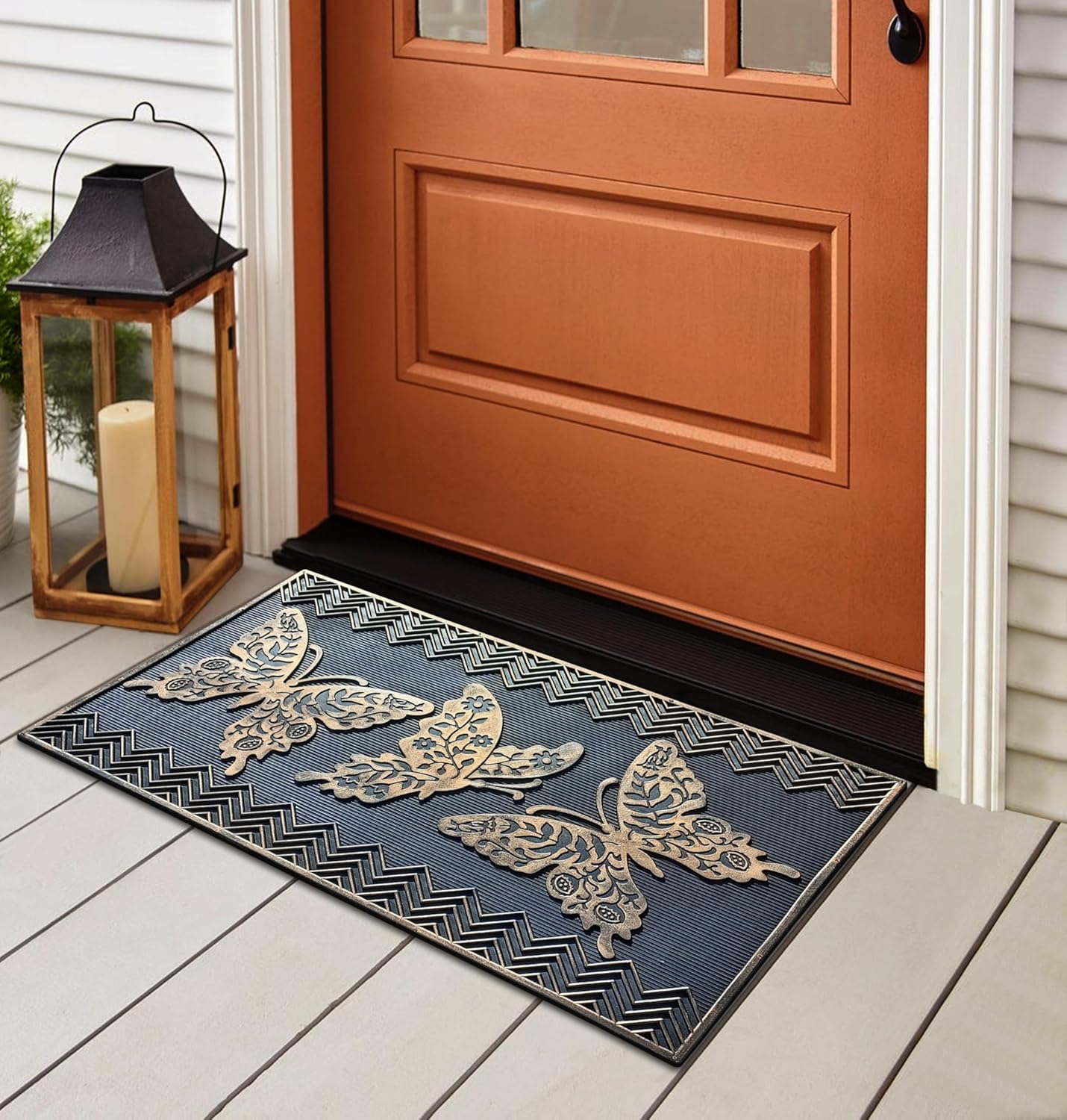 A1HC All Weather Rubber Door Mat, 18”X30”, Dirt Grabber Durable Welcome Doormat, Low Profile Entryway Mats for Home