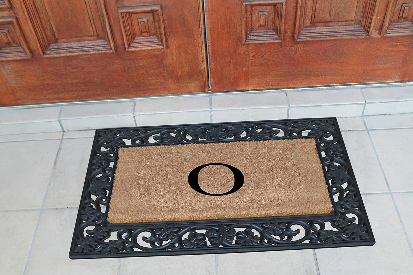 A1HC Natural Coir Monogrammed 23"X38", Anti‑Shed Treated Durable Doormat for Outdoor Entrance