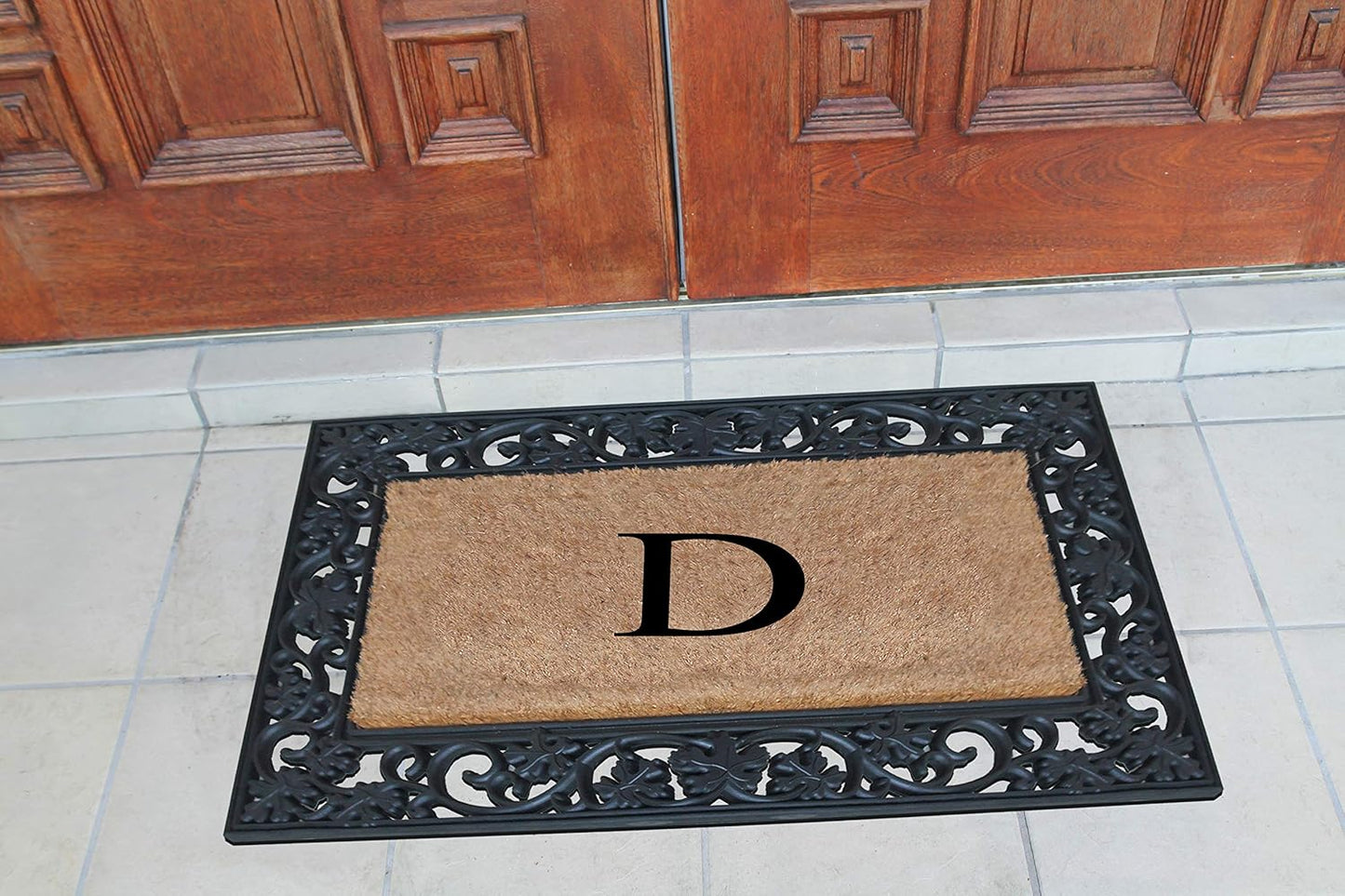 A1HC Natural Coir Monogrammed 23"X38", Anti‑Shed Treated Durable Doormat for Outdoor Entrance