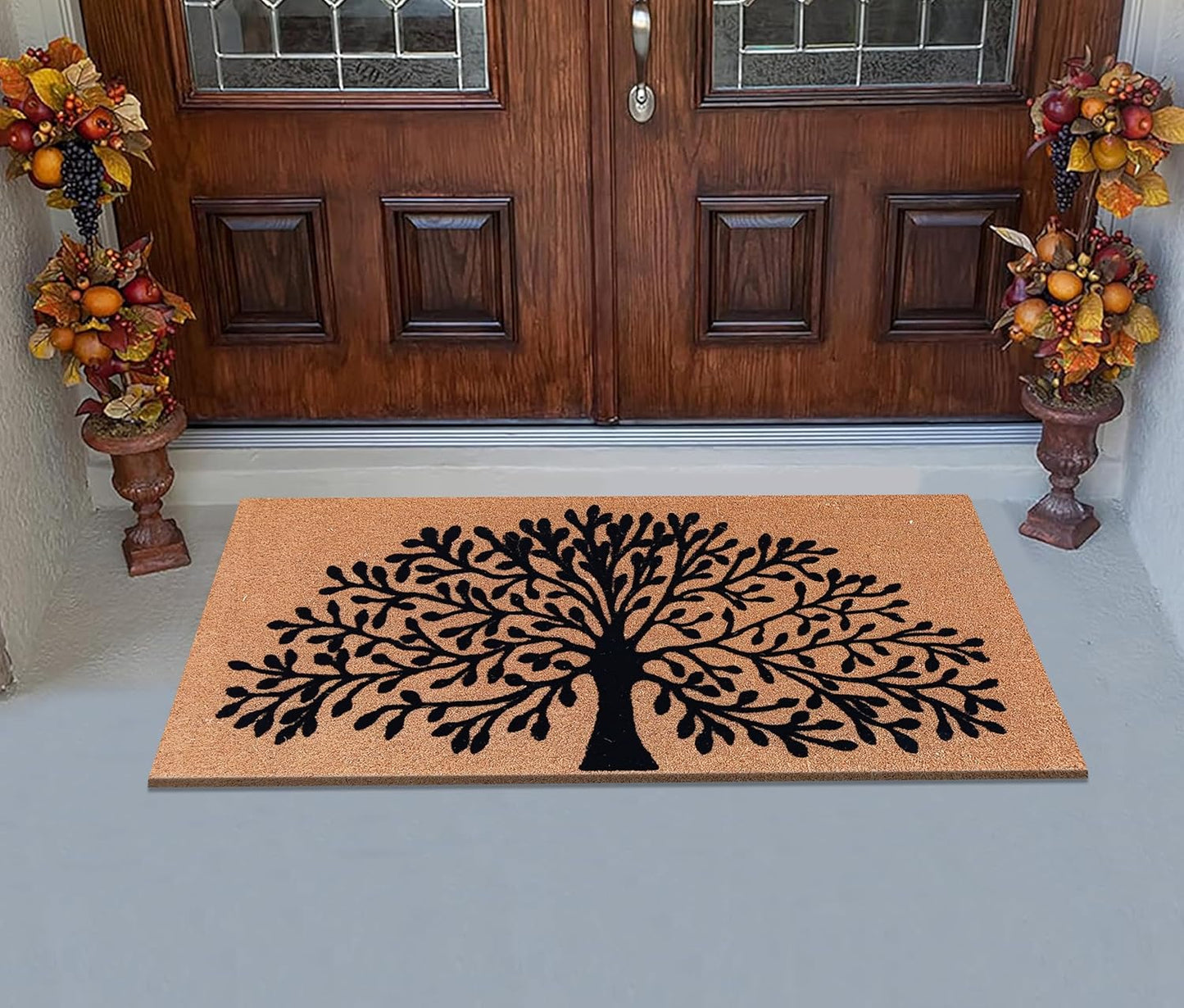 A1HC Coir Tree of Life Entrance Door Mats 30"x48", Non-Slip, Heavy Duty Flock Doormat