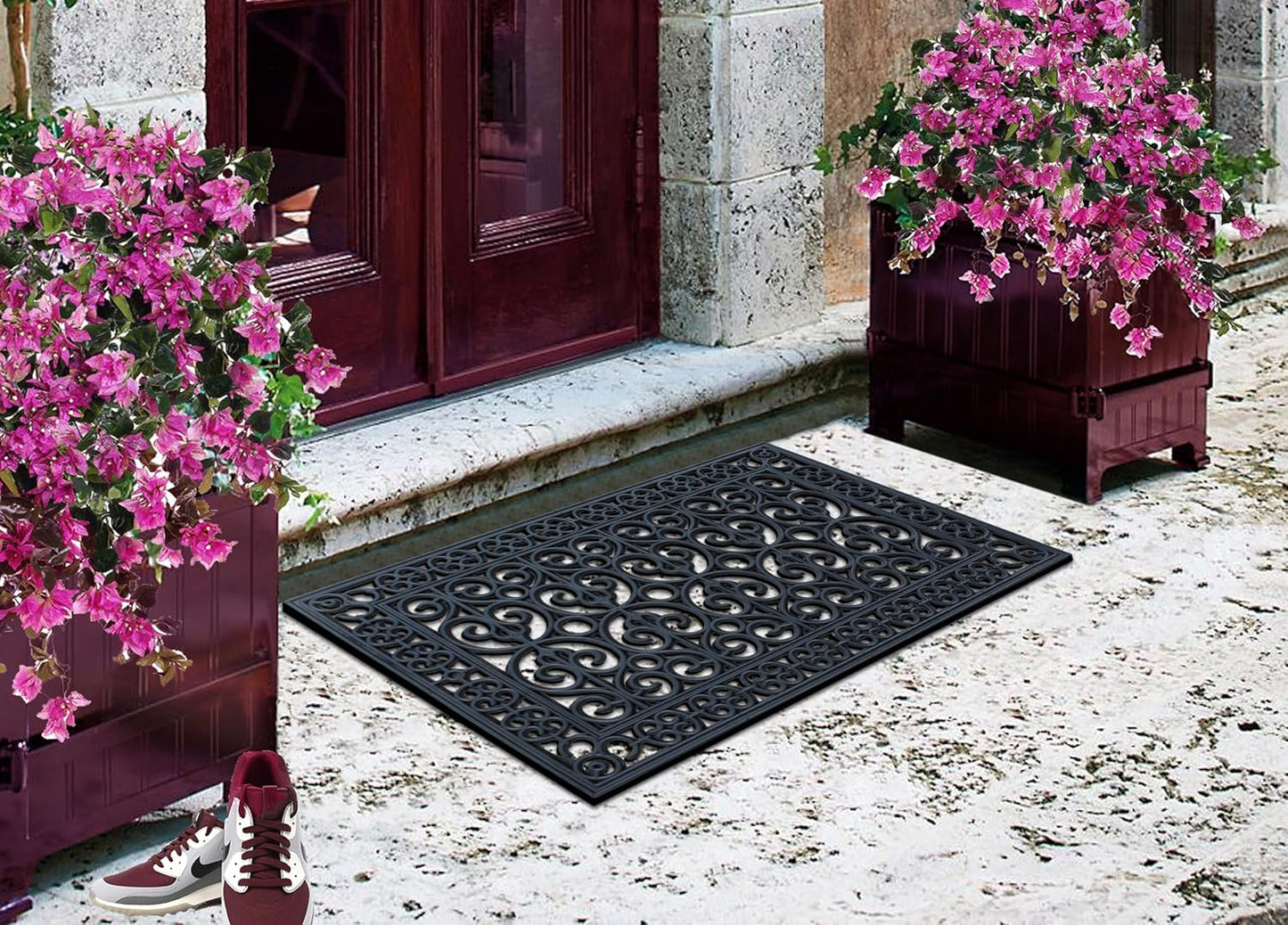 A1HC Large Outdoor Rubber Floor Mat, 24"X36”, All Weather Heavy Duty Doormat for Indoor Outdoor Use