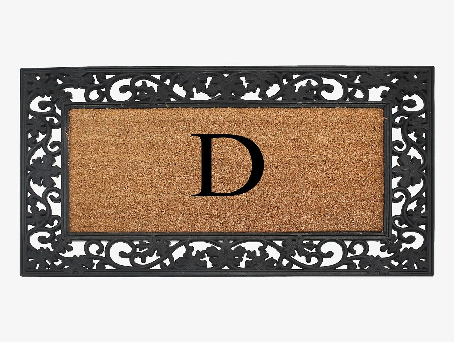 A1HC Natural Coir Monogrammed 23"X38", Anti‑Shed Treated Durable Doormat for Outdoor Entrance